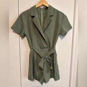 SHEIN Sage Green Short Sleeve Romper
